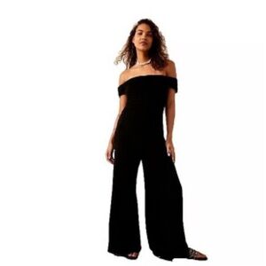 Free People Classic Black Off-Shoulder Jumpsuit